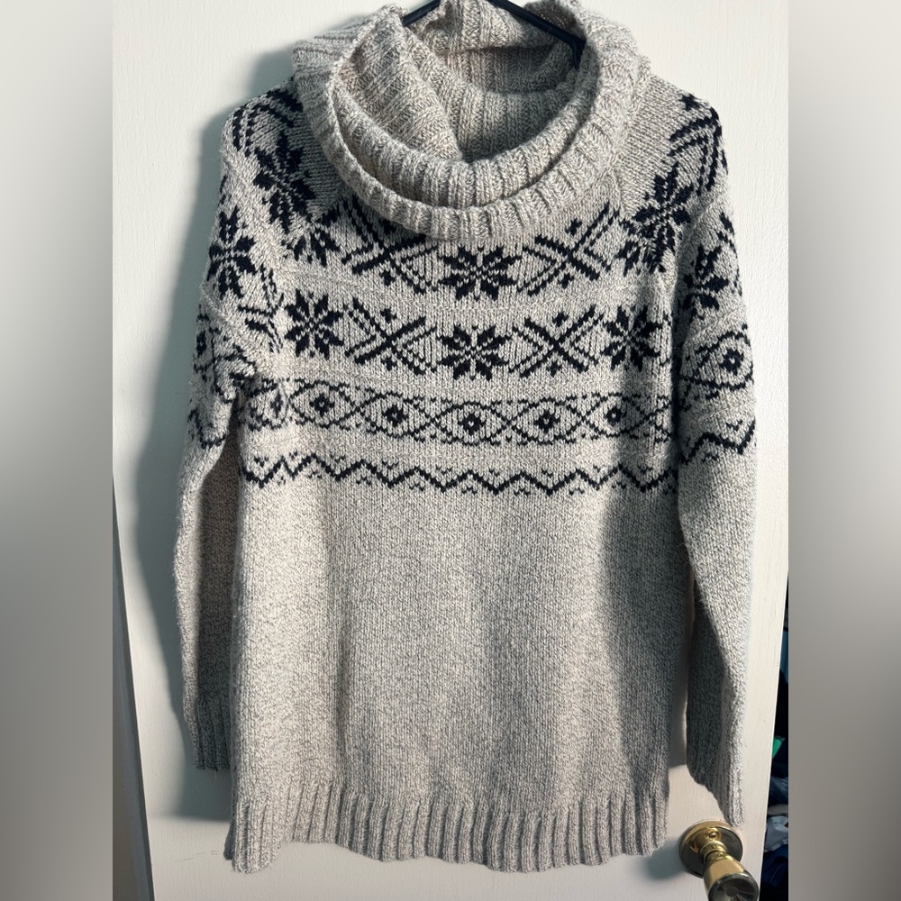Dreamers Cream and Black Patterned Cowl Sweater